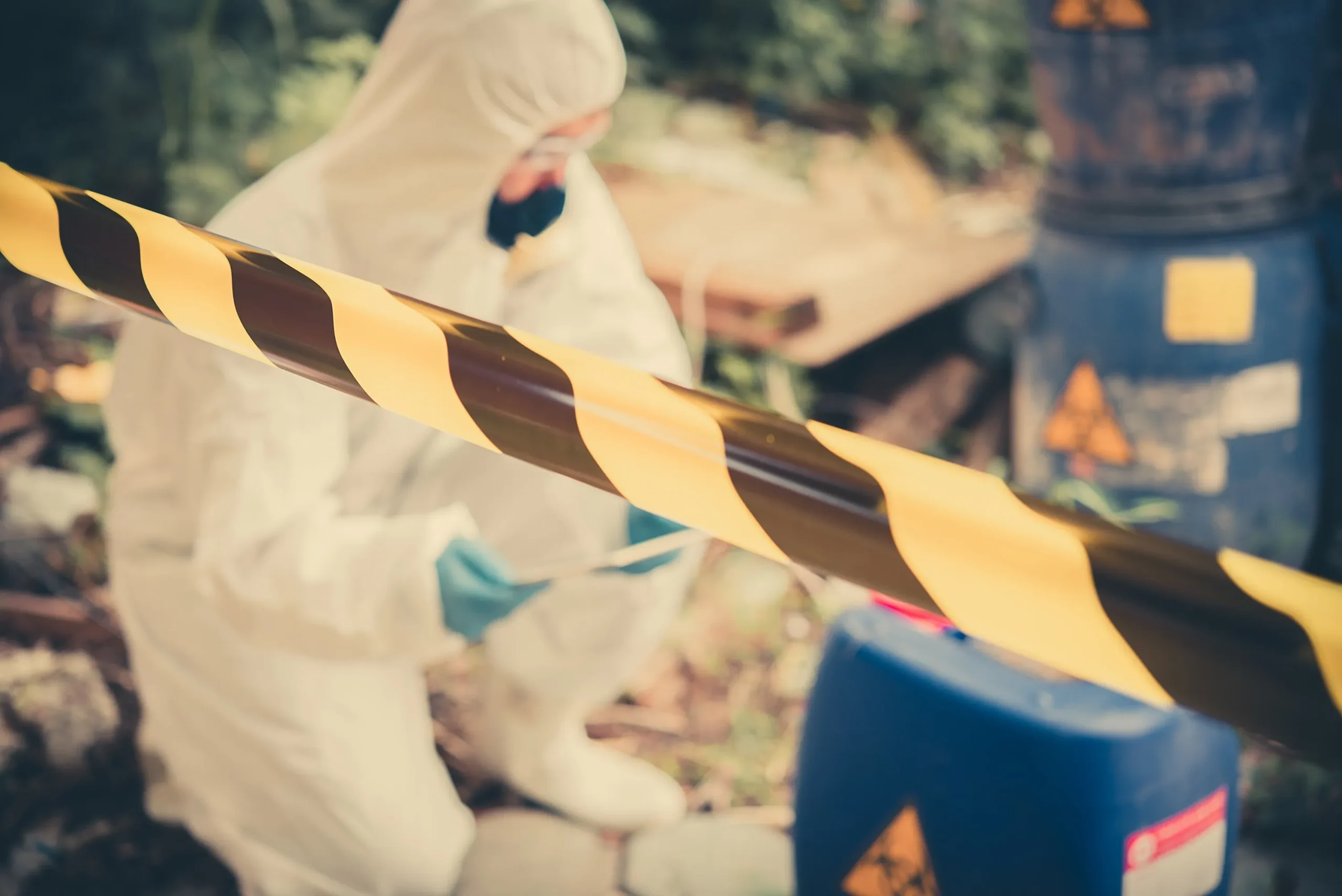 A worker inspecting a hazardous area.